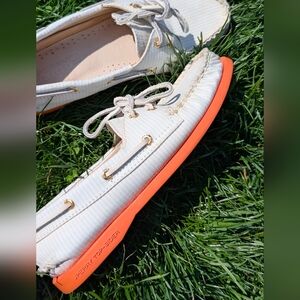 Jcrew Sperry top sider pinstripe mint orange